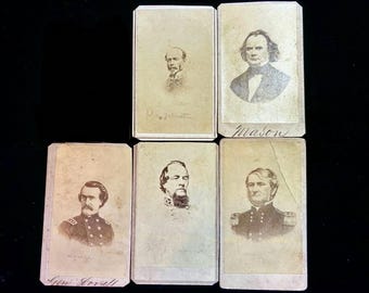 Set Of 5 Original Civil War Confederate Generals Carte De Visites Lot 5