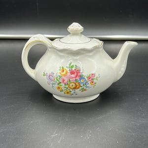 Vintage Crown Dorset Staffordshire England Ceramic Tea Pot With Floral Design