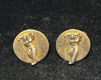 Vintage Shields Gold Toned Golfer Cufflinks