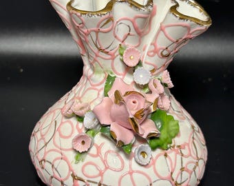 Vintage Lefton China Ruffle Vase