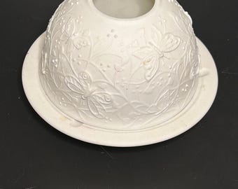 Vintage Bernardaud Butterfly Lithopane candle Votive
