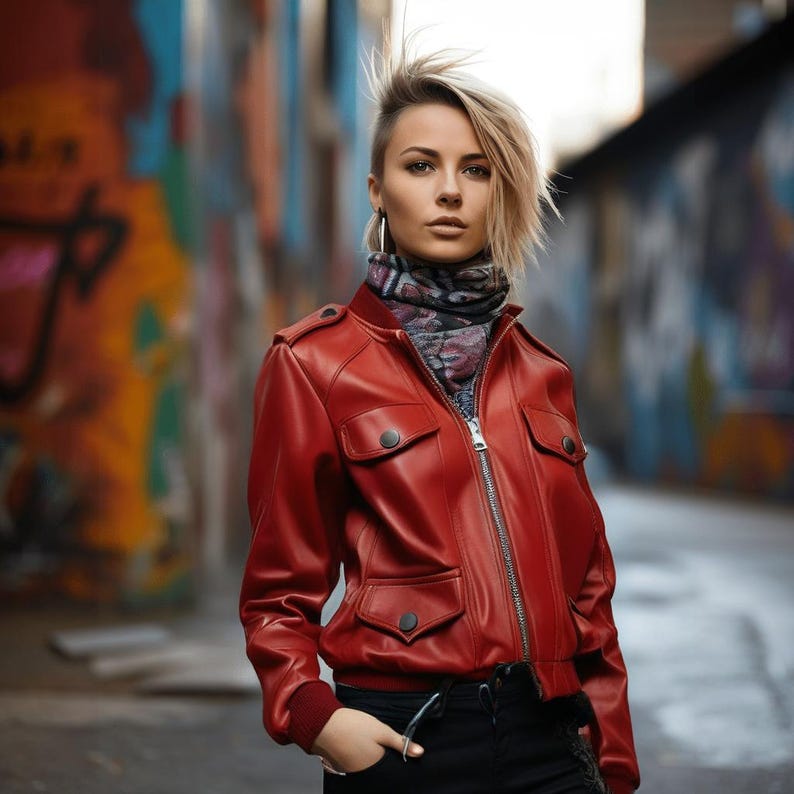 Women's Retro Leather Black Sweet Cool Style Coats