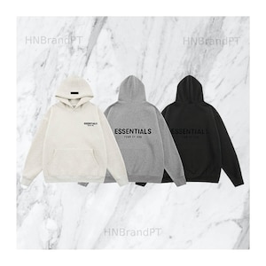 Essentials Hoodies Fear of God Streetwear Pullover Unisex Sweatshirt in White Grey & Black