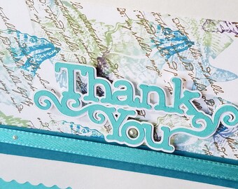 Thank You Card - OOAK - Handmade Ocean Beach & Seashell Theme