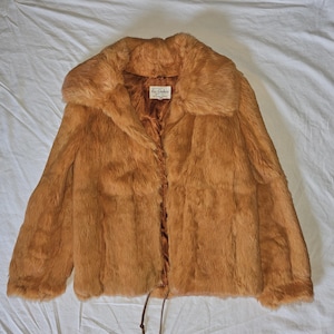 Vintage Orange Fur Coat size Small