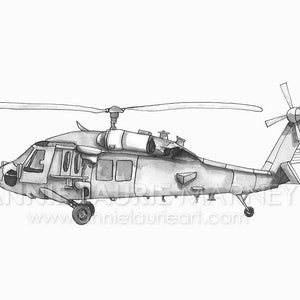 Vintage Helicopter - 8x10&quot; Watercolor Print - Gray Helicopter, Chopper