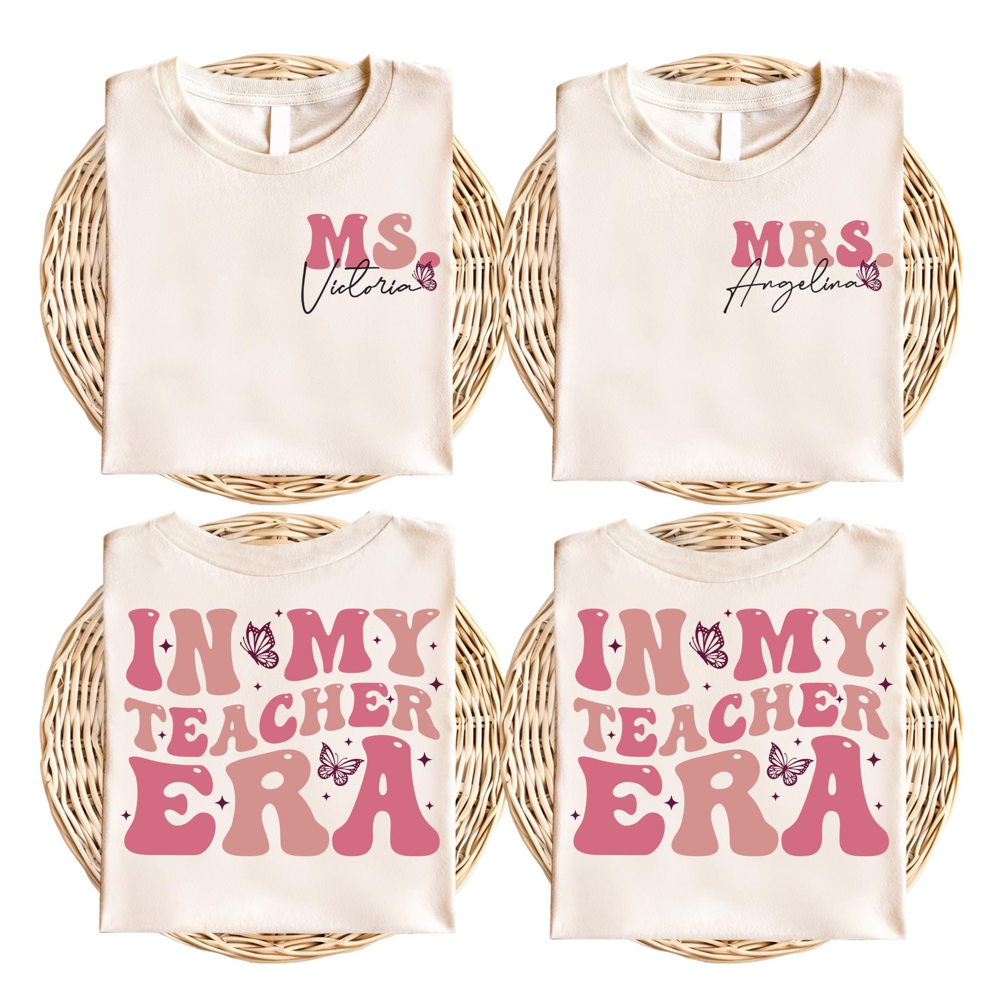 Maglietta "In My Teacher Era", maglietta personalizzata con nome per insegnante, maglione del team degli insegnanti, maglietta del primo giorno di scuola, maglietta del ritorno a scuola, maglietta per nuovi insegnanti