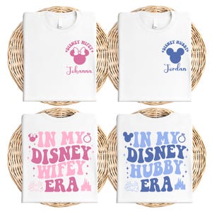 Disney Wifey & Hubby Matching Shirt, In My Disney Wife Husband Era Shirt, Disney Custom Honeymoon Shirt, WDW Mickey Minnie Bride Groom Tee