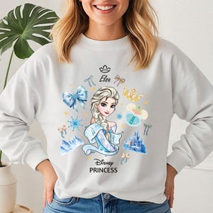 Princess Elsa Sweatshirt, Coquette Bow Princess Hoodie, Frozen Girls Trip Sweat, Disney Watercolor Castle Hoodie, Magic Kingdom Sweater