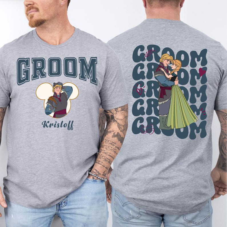 Frozen Princess Anna and Kristoff Wedding Shirt, Custom Disney Bride & Groom Matching Shirt, Disney Honeymoon Shirt, Just Married Couple Tee