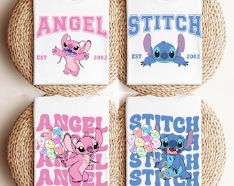 Disney Stitch & Angel Couple Shirt, Girls Trip T-Shirt, Matching Best Friends Shirt, Disneyland Family Vacation Shirt