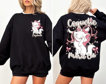 Sweatshirt Disney les aristochats, sweat à capuche coquette Marie Cat, sweat à capuche personnalisé chats Disney, pull pour vacances en famille Disneyland