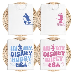 In My Disney Wifey Hubby Era Shirt, Minnie Wife & Mickey Husband Matching Shirt, Disneyland Custom Honeymoon Shirt, Disney Bride Groom Tee