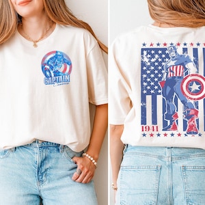 Koszulka Disney Captain America, koszulki Marvel Super Hero, koszulka dla dzieci z komiksem, bluza Disneyland Family Vacation