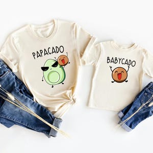 Magliette coordinate per la famiglia con avocado, maglietta coordinata Babycado Mamacado Papacado, maglietta per coppia con avocado, maglietta per annuncio nascita, maglietta per rivelazione gravidanza