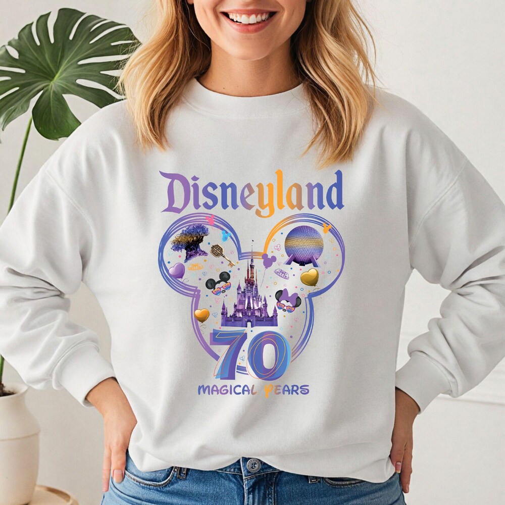 Disneyland 70 Magical Years Sweatshirt, Disney Anniversary Hoodie, Walt Disney World Sweater, Disneyland Family Vacation Sweatshirts New Fashion