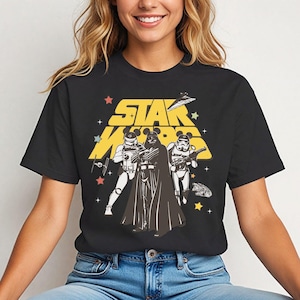 Retro Star Wars Shirt, Disney Darth Vader & Stormtrooper T-Shirt, Galaxy&#39;s Edge Shirt, Darth Vaders Tie Fighter T-Shirt, Mickey Ears Shirt