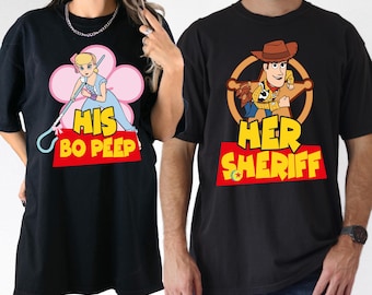 Camiseta Her Sheriff His Bo Peep, camiseta de San Valentín de Toy Story de Disney, camiseta de vacaciones en pareja de Disneyland Love, suéter de luna de miel de Pixar
