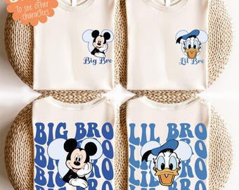 Camiseta da família Disney Mickey e seus amigos, camiseta combinando Big Bro e Lil Bro, camiseta dos Goofy Brothers, moletom de férias em grupo da Disneylândia