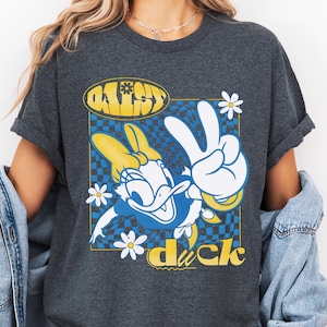 Camiseta Disney Daisy Duck, camiseta xadrez retrô Daisy, moletom com capuz para viagem de meninas, moletom para férias em família na Disneylândia