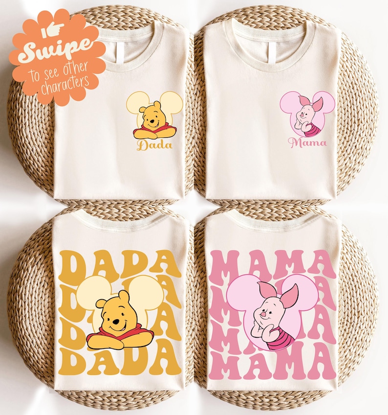 Disney Winnie The Pooh Family Shirt, Mama And Dada Matching T-Shirt, Piglet & Eeyore Shirt, Disneyland Group Vacation Sweatshirt