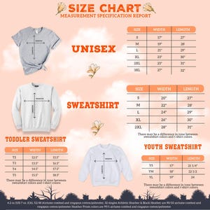 the size chart for a sweatshirt