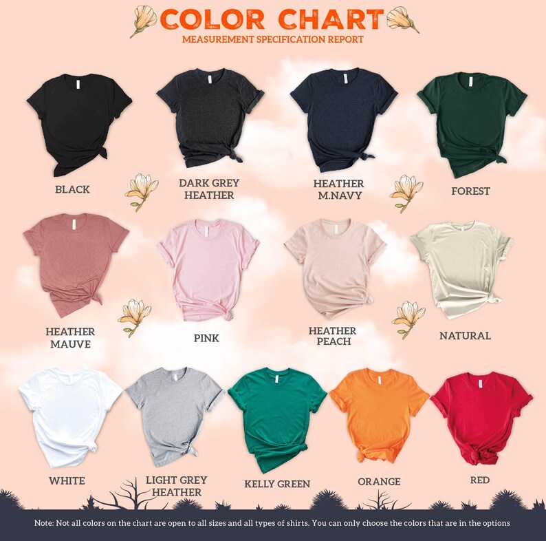 the color chart for a women's t - shirt