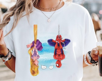 Disney T-shirt Rapunzel en Spider-Man, T-shirt ondersteboven verward, hoodie superheld en prinses, Sweatshirt Disneyland Family Trip