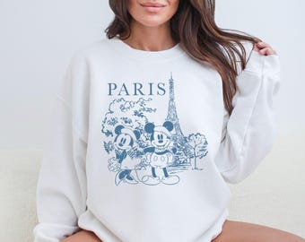 Mickey & Minnie In Paris Sweatshirt, Disney Couple Paris Vacation Hoodie, Disneyland Family Trip 2025 Sweater