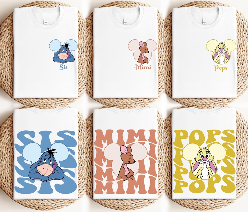 Disney Winnie The Pooh Family Shirt, Mama And Dada Matching T-Shirt, Piglet & Eeyore Shirt, Disneyland Group Vacation Sweatshirt
