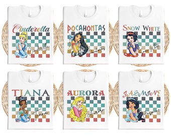 Maglietta Disney All Princesses, maglietta Elsa e Anna, maglietta per bambini della principessa Tiana, maglietta Rapunzel e Pocahontas, felpa con la scritta "Disneyland Family Trip"