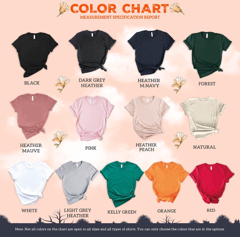 the color chart for a women's t - shirt