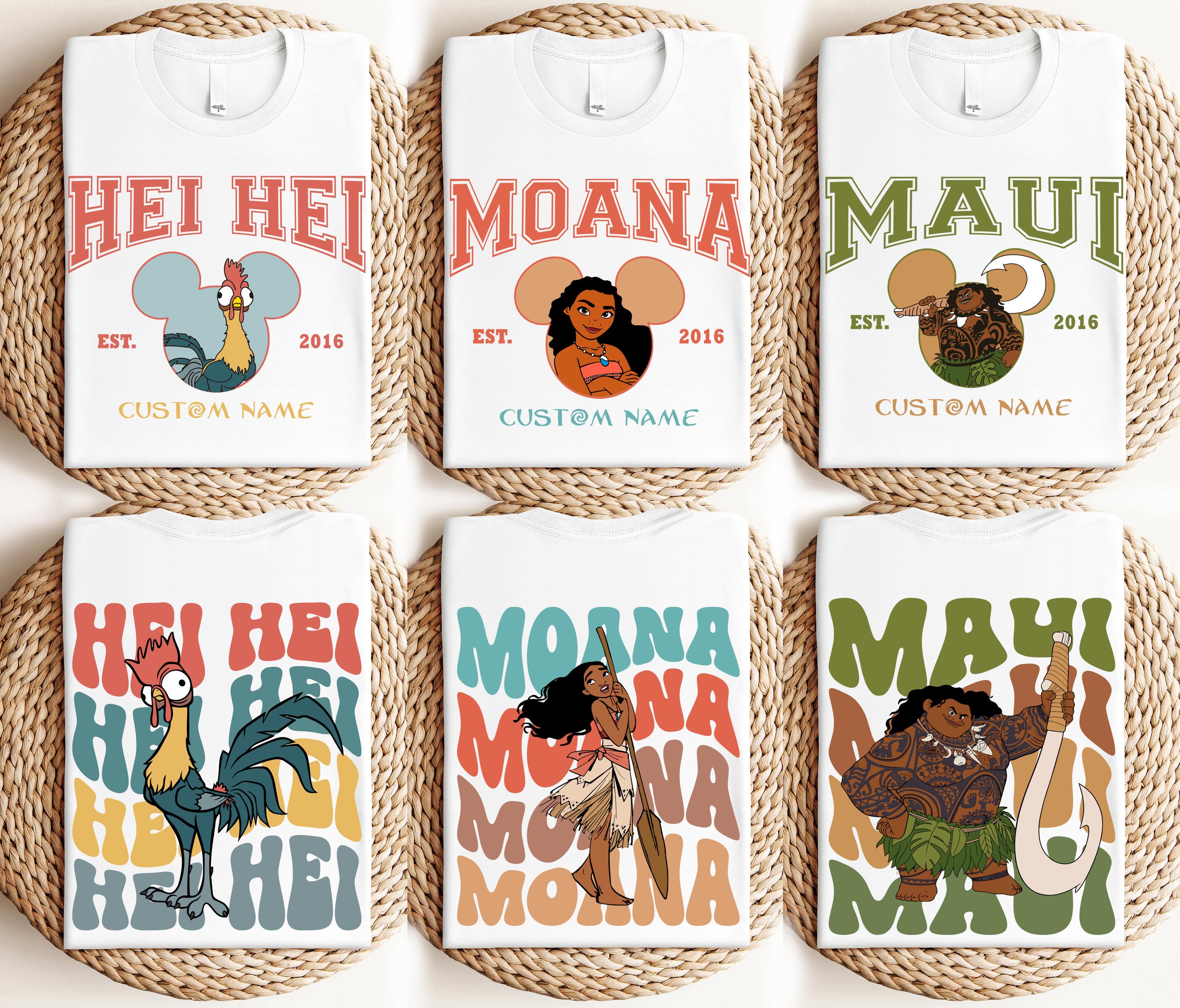 Princess Moana Family Shirt, Custom Moana Mickey Ears Shirt, Matching Moana & Maui Tee, Disney Hei Hei And Pua Tee, Disneyland Trip Sweater