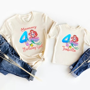 Princess Ariel Birthday Shirt, Custom Disney Little Mermaid Birthday Girl Shirt, Disney Family Matching Birthday Tee, WDW Birthday Party Tee