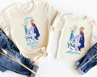 Princess Anna & Elsa Birthday Shirt, Custom Frozen Birthday Girl Shirt, Disney Family Matching Birthday Tee, Disneyland Birthday Party Tee