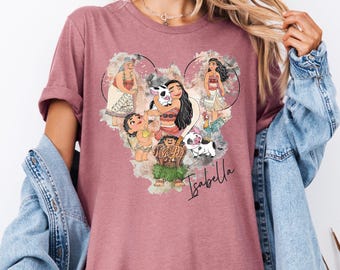 Maglietta con i personaggi della principessa Oceania, maglietta personalizzata Disney Oceania e Maui, felpa con cappuccio Disney con orecchie di Topolino Hei Hei e Pua, felpa con viaggio a Disneyland