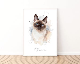 Custom Watercolor Cat Portrait – Personalized Digital Illustration