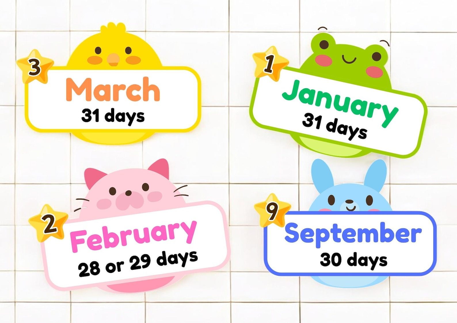 Cute Days & Months Decor Pack | 2D and 3D Wall and Bulletin Board Kit ...