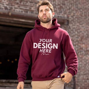 Business Logo Custom Men&#39;s Hoodie, Design your Hoodie words on back Custom Hoodies with logo Valentine&#39;s day Couple Hoodie Text Hoodie Gift