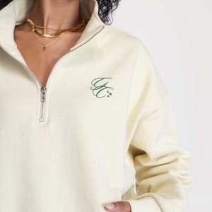 Custom Embroidered Quarter Zip, Custom Embroidery Text Logo Sweatshirt, Monogram Zip Sweatshirt, Custom Business Logo 1/4 Zip Up Pullover