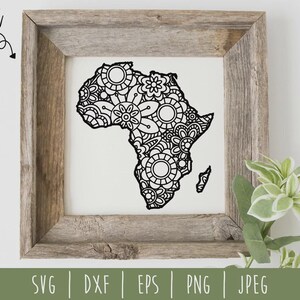 Africa Mandala Svg, Africa Map Zentangle, Floral Continent Png, Africa Silhouette Dxf, Mandala Map Cut File, Digital Download Illustration.