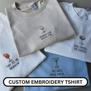 Custom Embroidery T-Shirt Custom Company Logo Embroidered Tee Unisex Embroidered T-Shirt Customized Text T-Shirt Gifts For Boyfriend