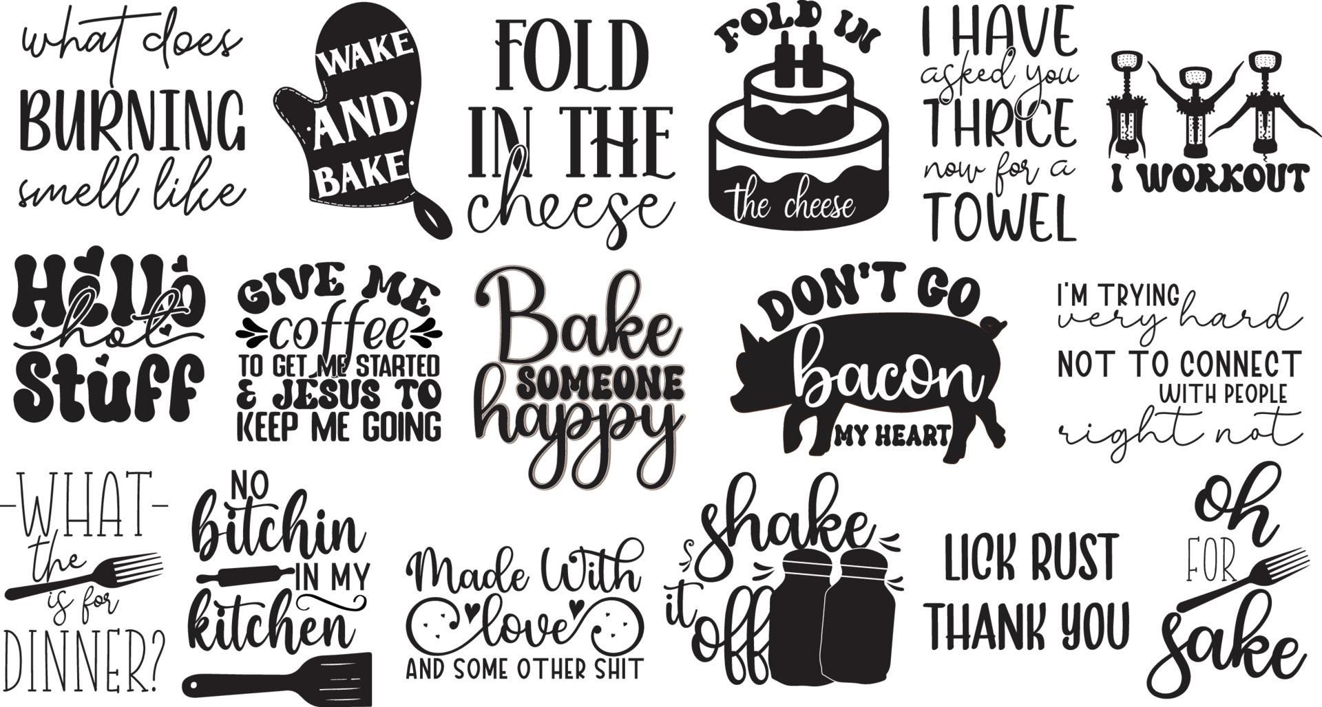 Kitchen Svg Bundle, Cooking Png Clip Art, Funny Baking Cut File, Chef ...