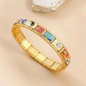 Custom Italian Charm Bracelet, Vintage Best Friend Bracelet, Bracelets for Women Gifts, Gold Italy Charms Bracelet, Handmade Italian Watch