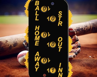 Rectangular Baseball/Softball Umpire Clicker with Score Dials. For Umpires, Scorekeepers, Coaches. Tracks balls, outs, strikes, and scores.