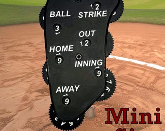 Baseball/Softball Umpire Dial Indicator (Mini) with Score Dials. For Umpires, Scorekeepers, Coaches. Tracks balls, outs, strikes, and score.