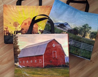 Around The Farm Many To Choose From - Feed Bag Recycled Upcycle Tote
