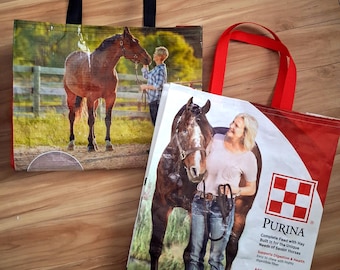 Horses Part 1 - Feed Bag Recycled Up Cycle Tote