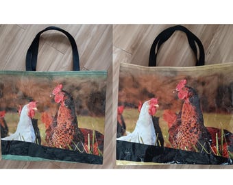 Chicken Flock - Feed Bag Recycled Up Cycle Tote