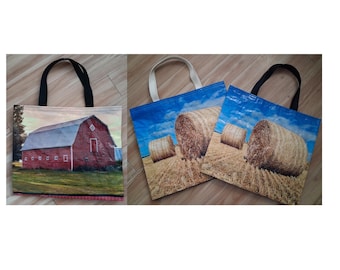 Around The Farm Many To Choose From - Feed Bag Recycled Upcycle Tote